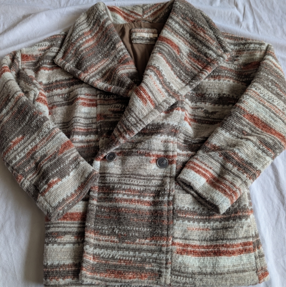 Prana Arria Wool Blend Tapestry Peacoat Jacket Size Medium